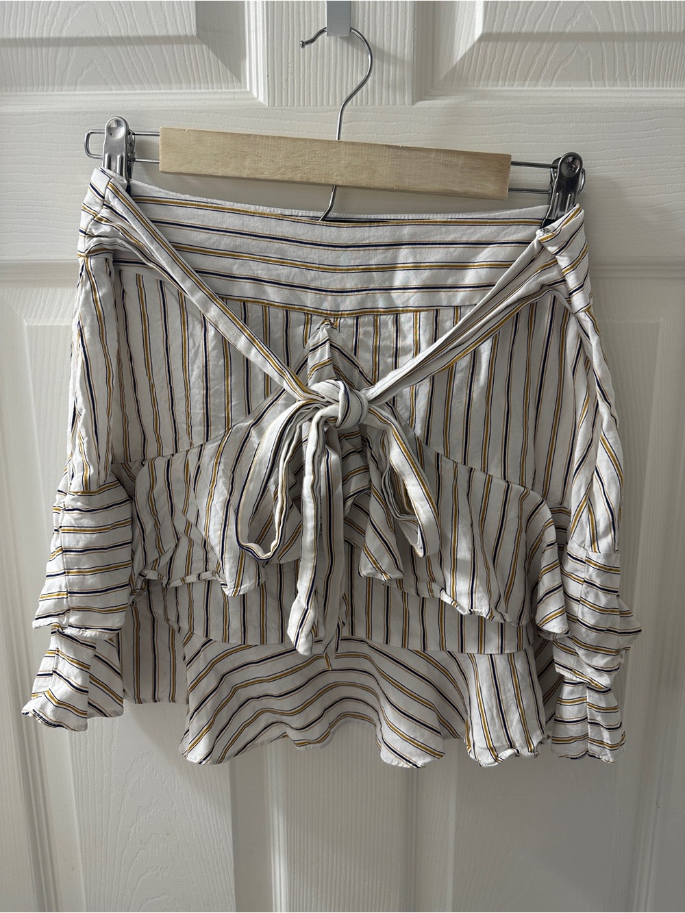Forever 21 Striped Tie-Front Ruffle Hem Mini Skirt | Cottagecore Boho Chic